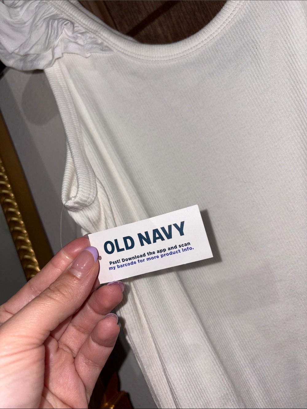 Old Navy White Ruffle Strap Ribbed Tank - Picture 5 of 5